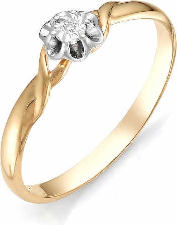 Кольцо Цветок с бриллиантом из красного золота (арт. 811045)