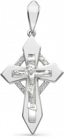 Крестик с бриллиантами из белого золота 585 пробы (арт. 815189)