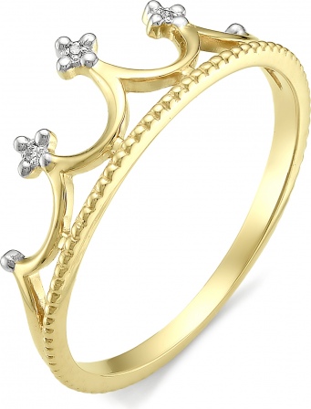 Кольцо Корона с бриллиантами из желтого золота (арт. 815509)