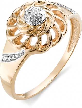 Кольцо Цветок с бриллиантом из красного золота (арт. 815552)