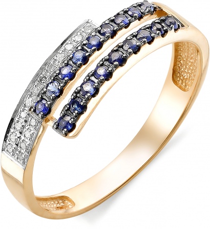 Кольцо с бриллиантами, сапфирами из красного золота (арт. 815640)
