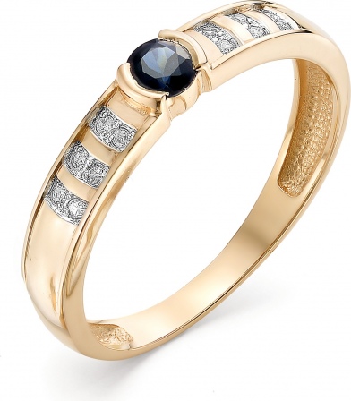 Кольцо с бриллиантами, сапфиром из красного золота (арт. 816501)