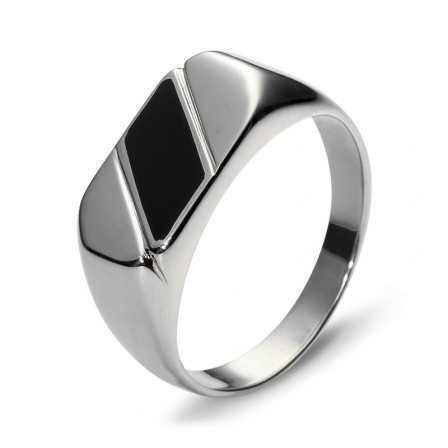 Кольцо с 1 ониксом из серебра (арт. 845161)