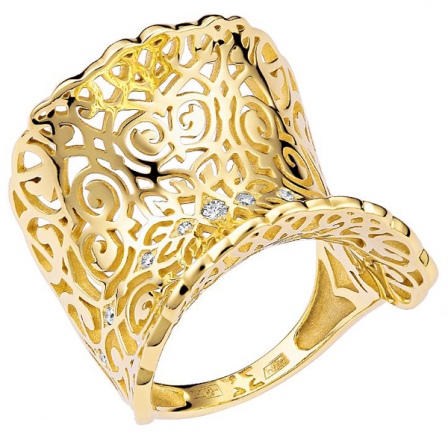 Кольцо с 9 бриллиантами из жёлтого золота (арт. 890294)