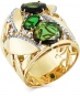 Кольцо с турмалинами и бриллиантами из жёлтого золота