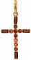 Крестик с 12 гранатами из красного золота