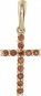 Крестик с 12 гранатами из красного золота