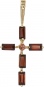 Крестик с 6 гранатами из красного золота