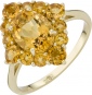 Кольцо Цветок с 13 цитринами из красного золота