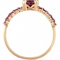 Кольцо с родолитом и рубинами из жёлтого золота