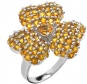 Кольцо Цветок с цитринами из серебра