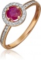 Кольцо с рубином и бриллиантами из красного золота