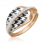 Кольцо с эмалью и фианитами из комбинированного золота