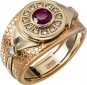 Кольцо с рубином и бриллиантами из комбинированного золота