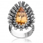 Кольцо с топазом и бриллиантами из белого золота