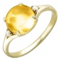 Кольцо с фианитами, цитрином из желтого золота