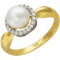 Кольцо с бриллиантами, жемчугом из комбинированного золота