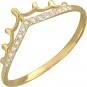 Кольцо Корона с фианитами из желтого золота