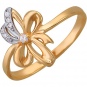 Кольцо Цветок с фианитами из красного золота
