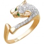 Кольцо Кошка со шпинелью, фианитами из красного золота