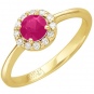 Кольцо с бриллиантами, рубином из желтого золота