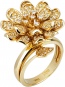 Кольцо Цветок с бриллиантами из желтого золота 750 пробы