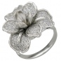 Кольцо Цветок с фианитами из серебра