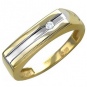 Кольцо с 1 фианитом из комбинированного золота 