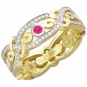 Кольцо с бриллиантами, рубинами из желтого золота 750 пробы