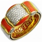 Кольцо с бриллиантами, эмалью из комбинированного золота 750 пробы