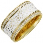 Кольцо Цветы с бриллиантами, эмалью из желтого золота 750 пробы