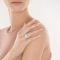 Кольцо Сердце с бриллиантами, перидотом из белого золота