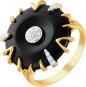 Кольцо с бриллиантами, ониксом из желтого золота