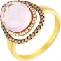 Кольцо с бриллиантами, аметистом из желтого золота