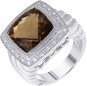 Кольцо с бриллиантами, раухтопазом из белого золота
