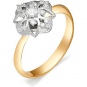 Кольцо Цветок с бриллиантами из красного золота