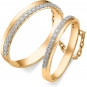 Два кольца на цепочке с бриллиантами из красного золота