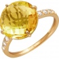 Кольцо с фианитами, цитрином из красного золота