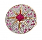 Кольцо с бриллиантами, рубином и сапфирами из жёлтого золота