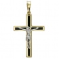 Крестик с ониксами из комбинированного золота