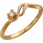 Кольцо с фианитом из красного золота