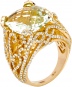 Кольцо с бриллиантами, празиолитом из желтого золота 750 пробы