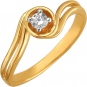 Кольцо с 1 фианитом из комбинированного золота