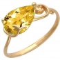 Кольцо Капля с 1 цитрином из красного золота