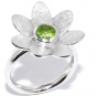 Кольцо Цветок с хризолитами из серебра