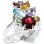 Кольцо с россыпью цветных камней из серебра