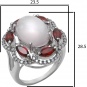 Кольцо с гранатами, фианитами и кварцами из серебра