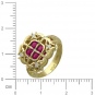 Кольцо с бриллиантом, рубинами из желтого золота 750 пробы