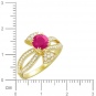 Кольцо Бантик с бриллиантами, рубином из желтого золота 750 пробы