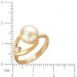 Кольцо с 1 жемчугом, 1 фианитом из красного золота 